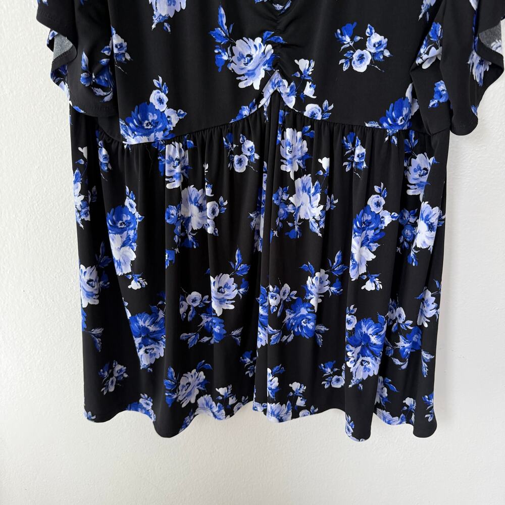 Torrid blue Black peplum stretch knit fit& flare black blue blouse size 3X - Picture 5 of 8